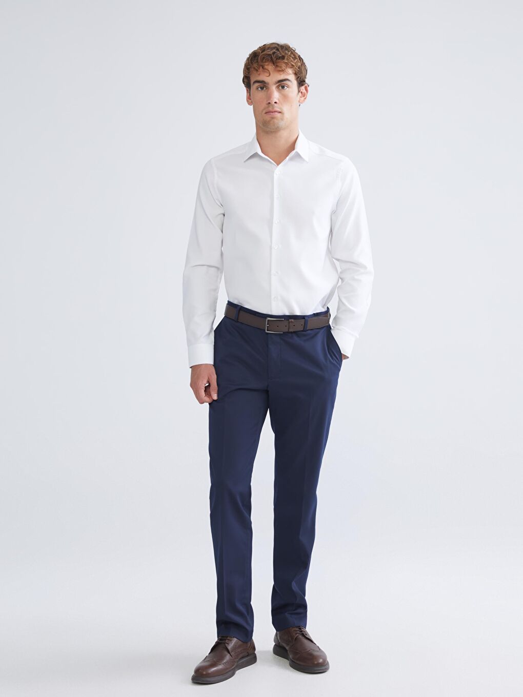 Slim Fit Long Sleeve Dobby Men's Shirt-2