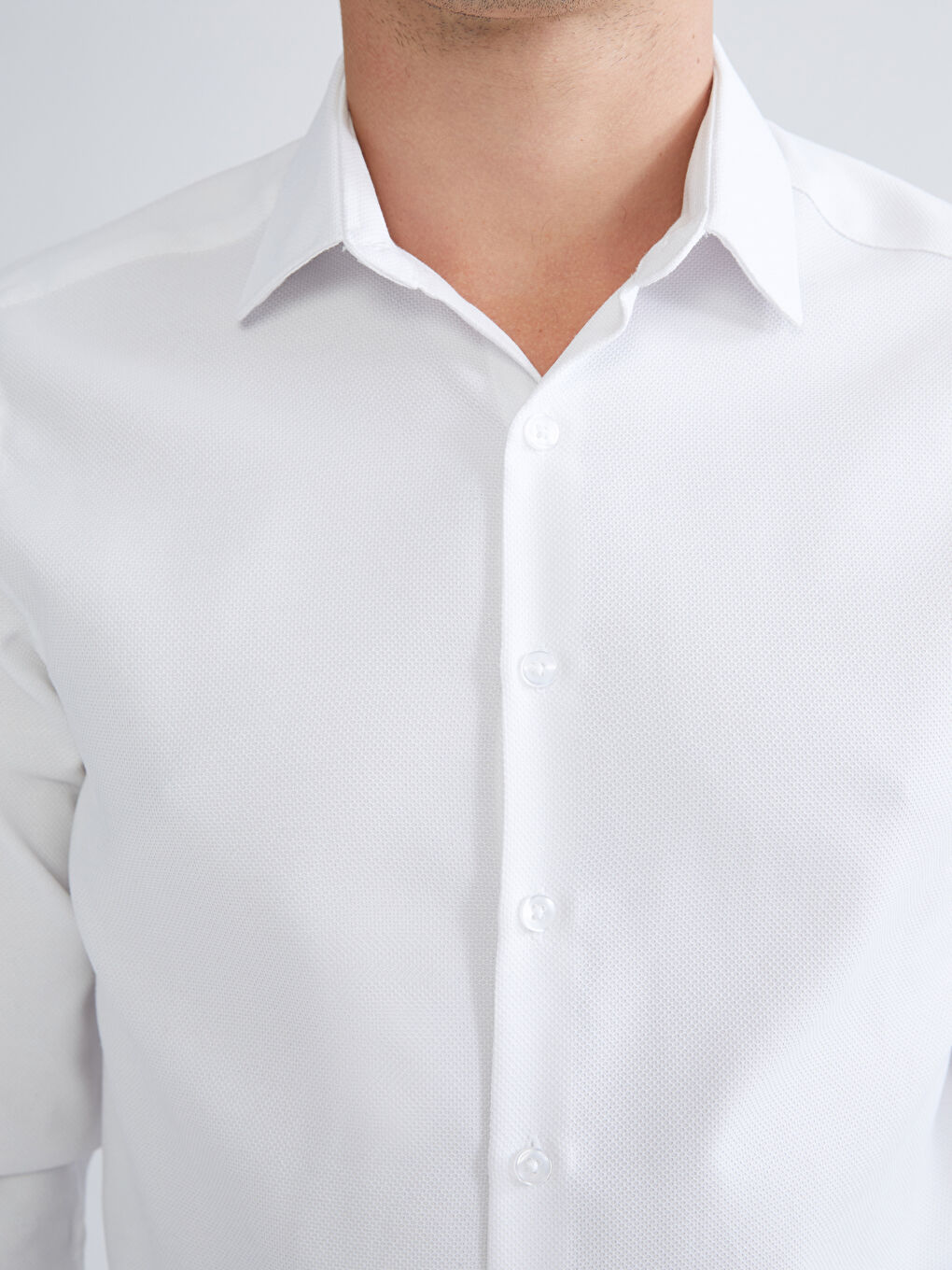 Slim Fit Long Sleeve Dobby Men's Shirt-4