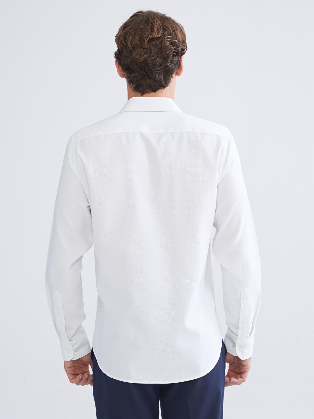 Slim Fit Long Sleeve Dobby Men's Shirt-6