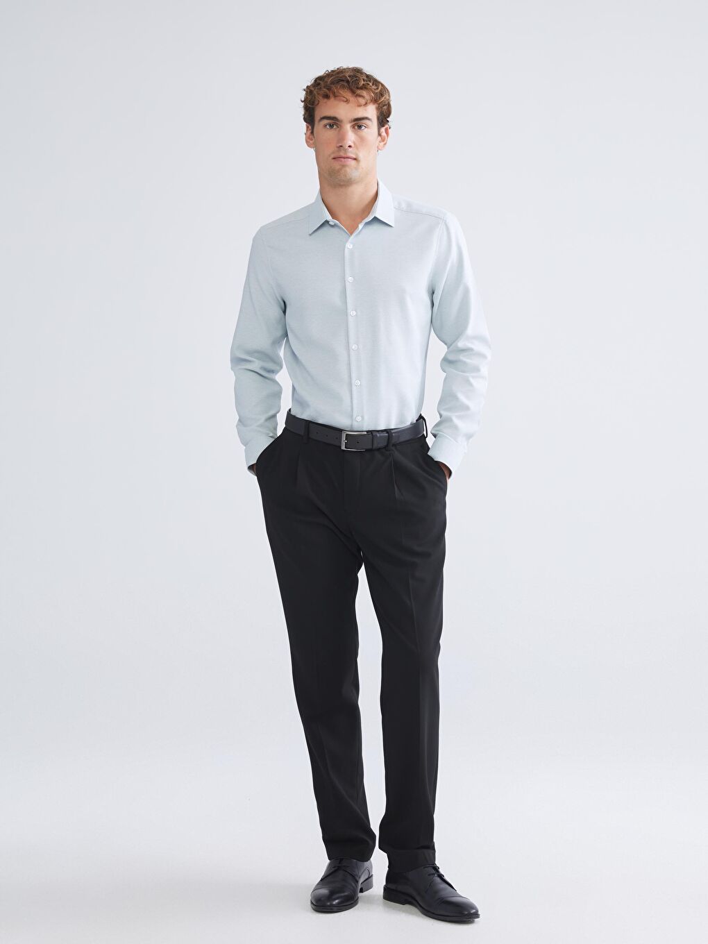 LCWAIKIKI Classic Slim Fit Long Sleeve Dobby Men's Shirt -W50804Z8-V5L