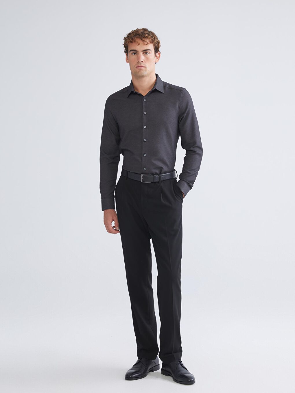 LCWAIKIKI Classic Slim Fit Long Sleeve Dobby Men's Shirt -W50804Z8-YFC