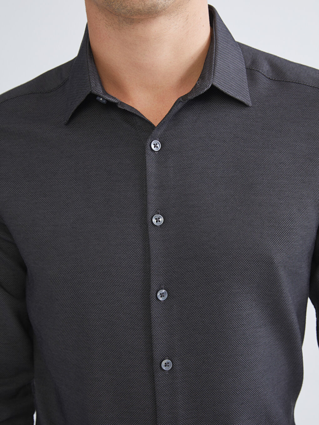 LCWAIKIKI Classic Slim Fit Long Sleeve Dobby Men's Shirt -W50804Z8-YFC