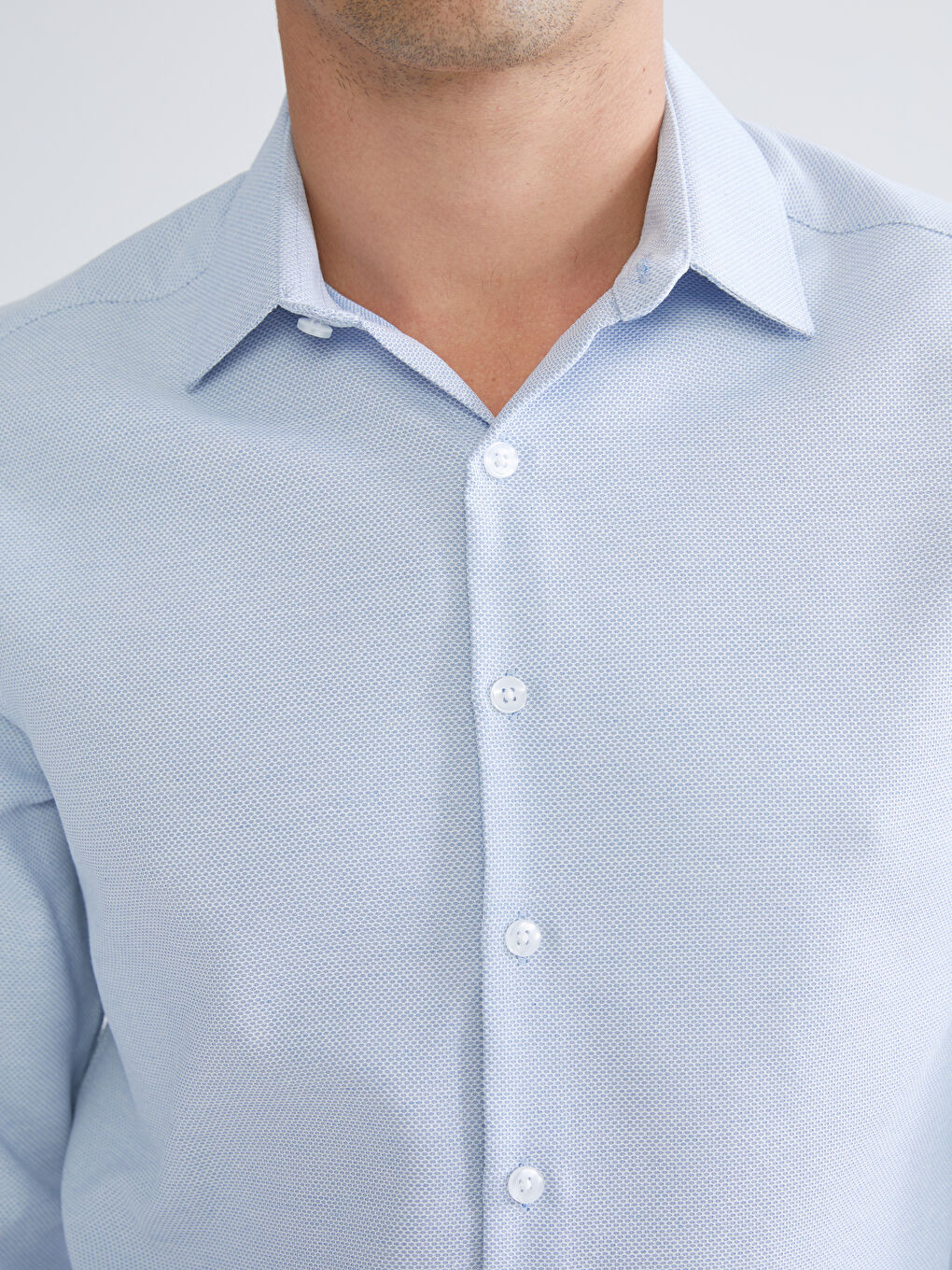Slim Fit Long Sleeve Dobby Men's Shirt-2