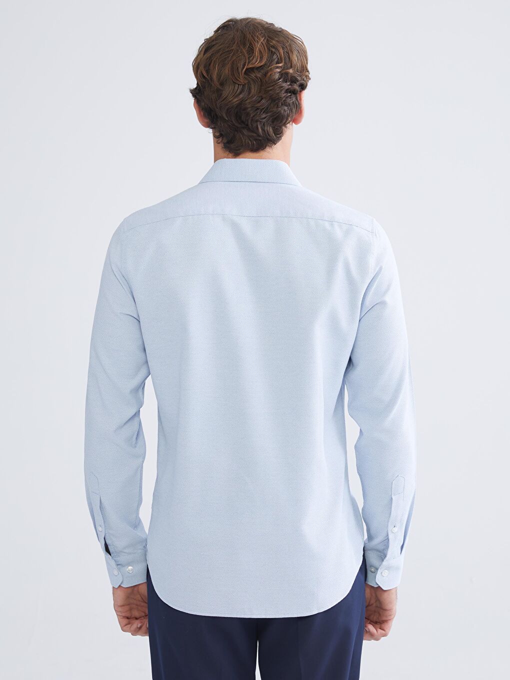Slim Fit Long Sleeve Dobby Men's Shirt-3