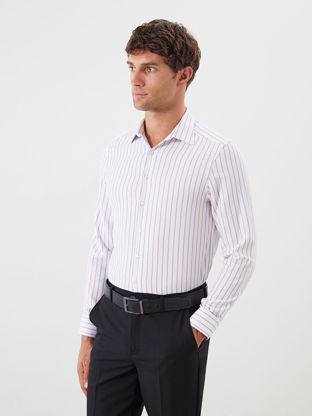 LCWAIKIKI Formal Slim Fit Long Sleeve Striped Dobby Men's Shirt -W50805Z8-LE8