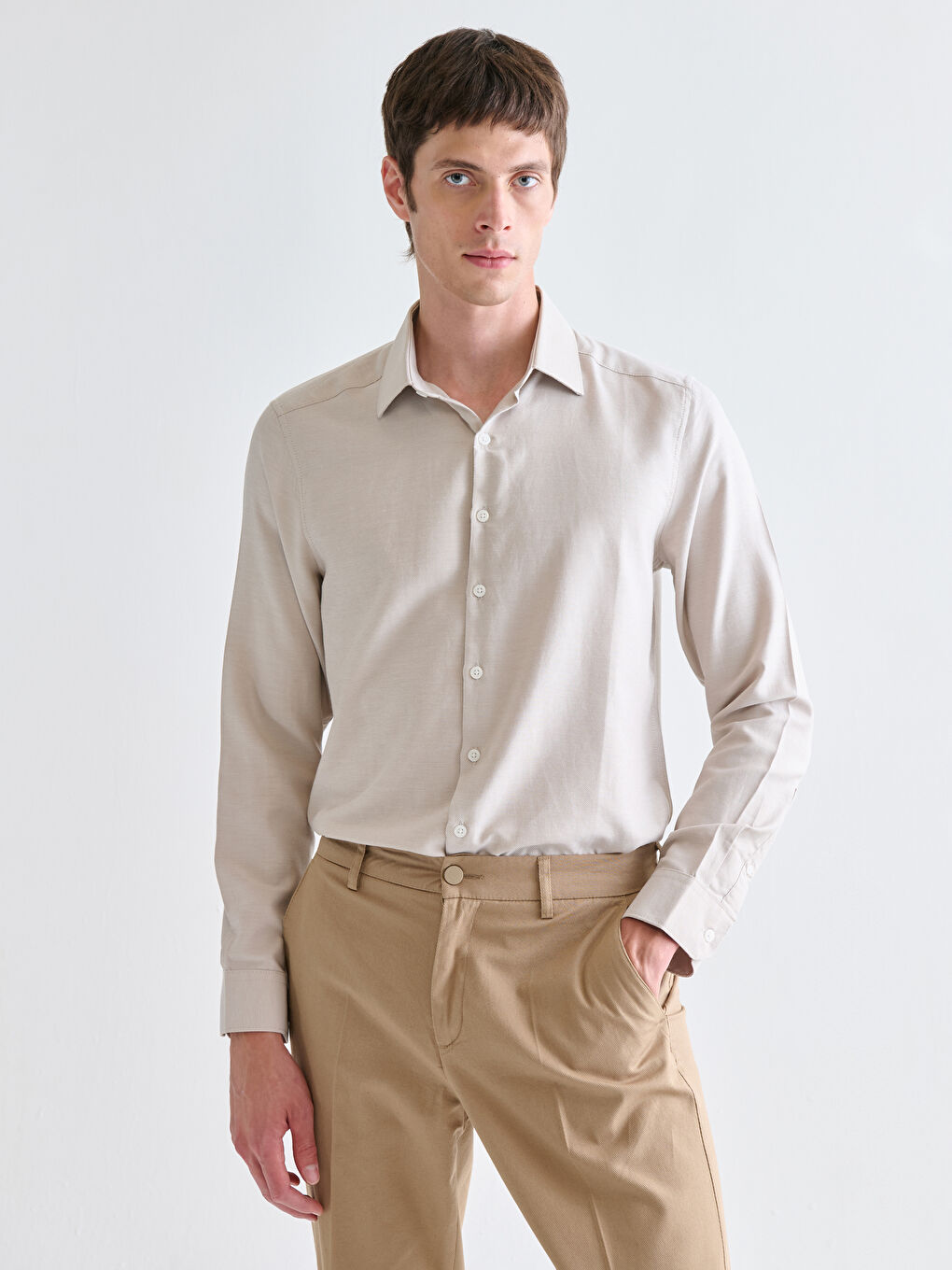 Slim Fit Long Sleeve Oxford Men's Shirt