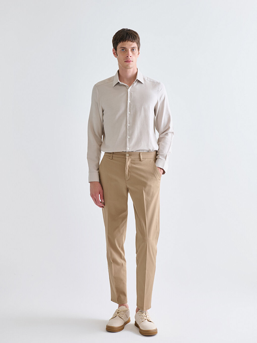 Slim Fit Long Sleeve Oxford Men's Shirt-1