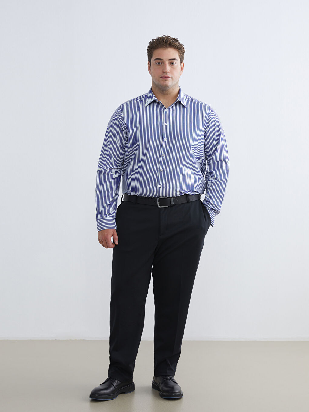 Сорочка для чоловіків з довгим рукавом, смугаста, поплін, слім-фіт-9