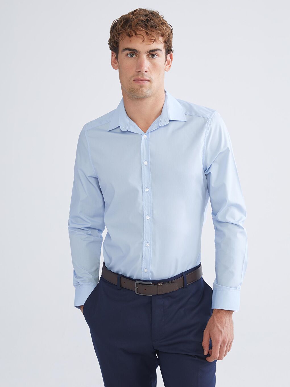 Slim Fit Long Sleeve Poplin Men's Shirt