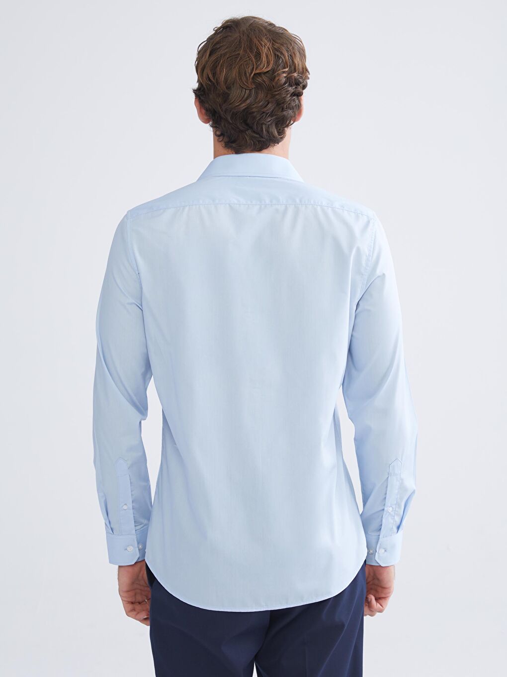 Slim Fit Long Sleeve Poplin Men's Shirt-3