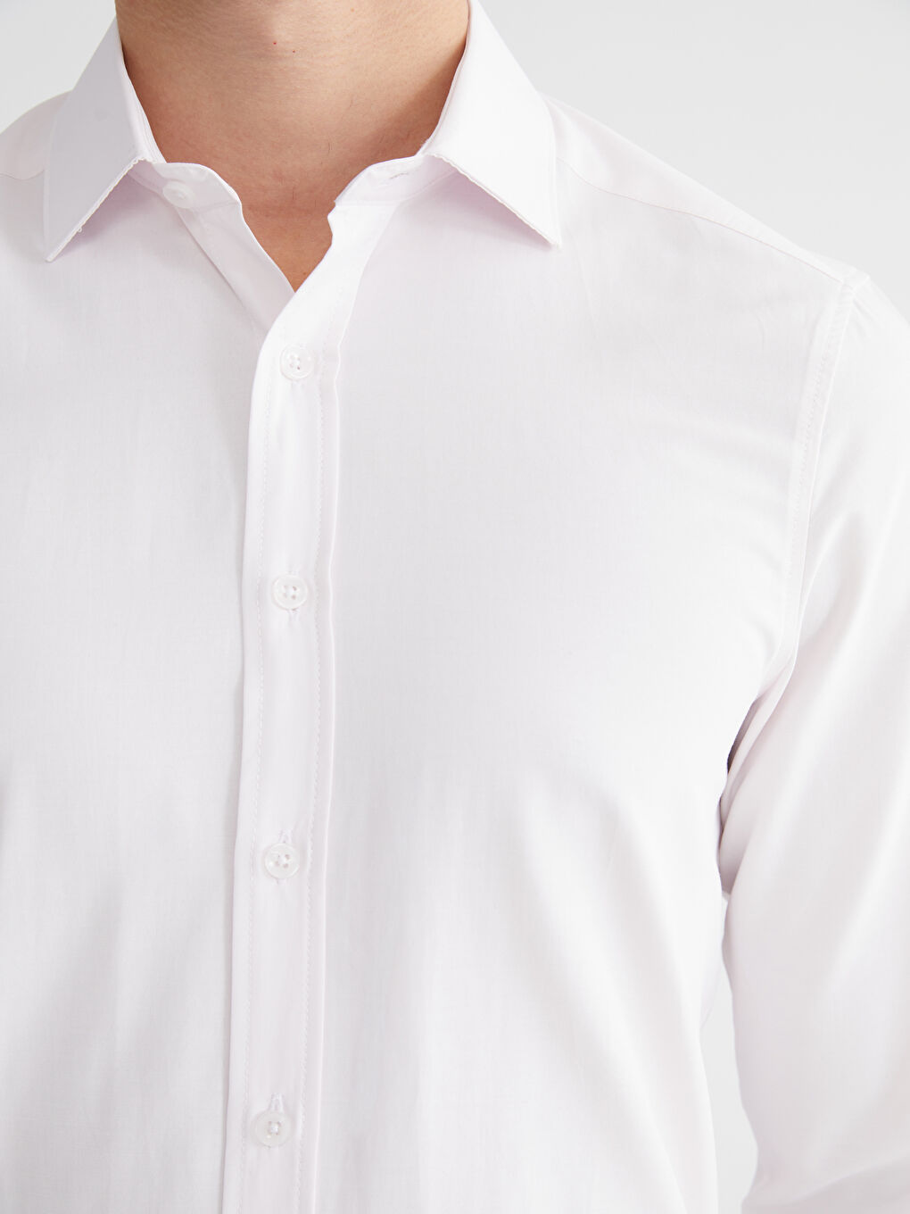 გამხდარი გრძელმკლავიანი პოპლინის მამაკაცის პერანგი-2