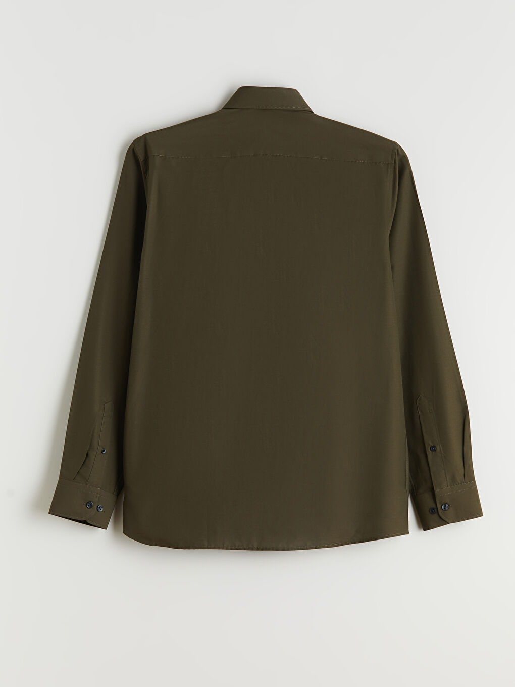 Haki Slim Fit Uzun Kollu Poplin Erkek Gömlek-5