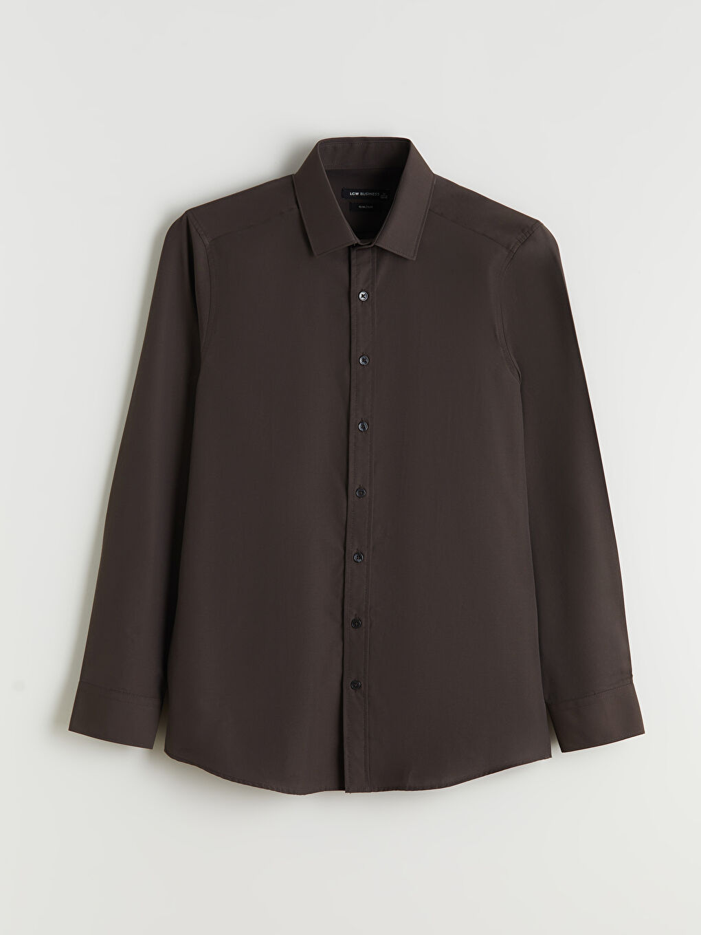 Kahverengi Slim Fit Uzun Kollu Poplin Erkek Gömlek-4