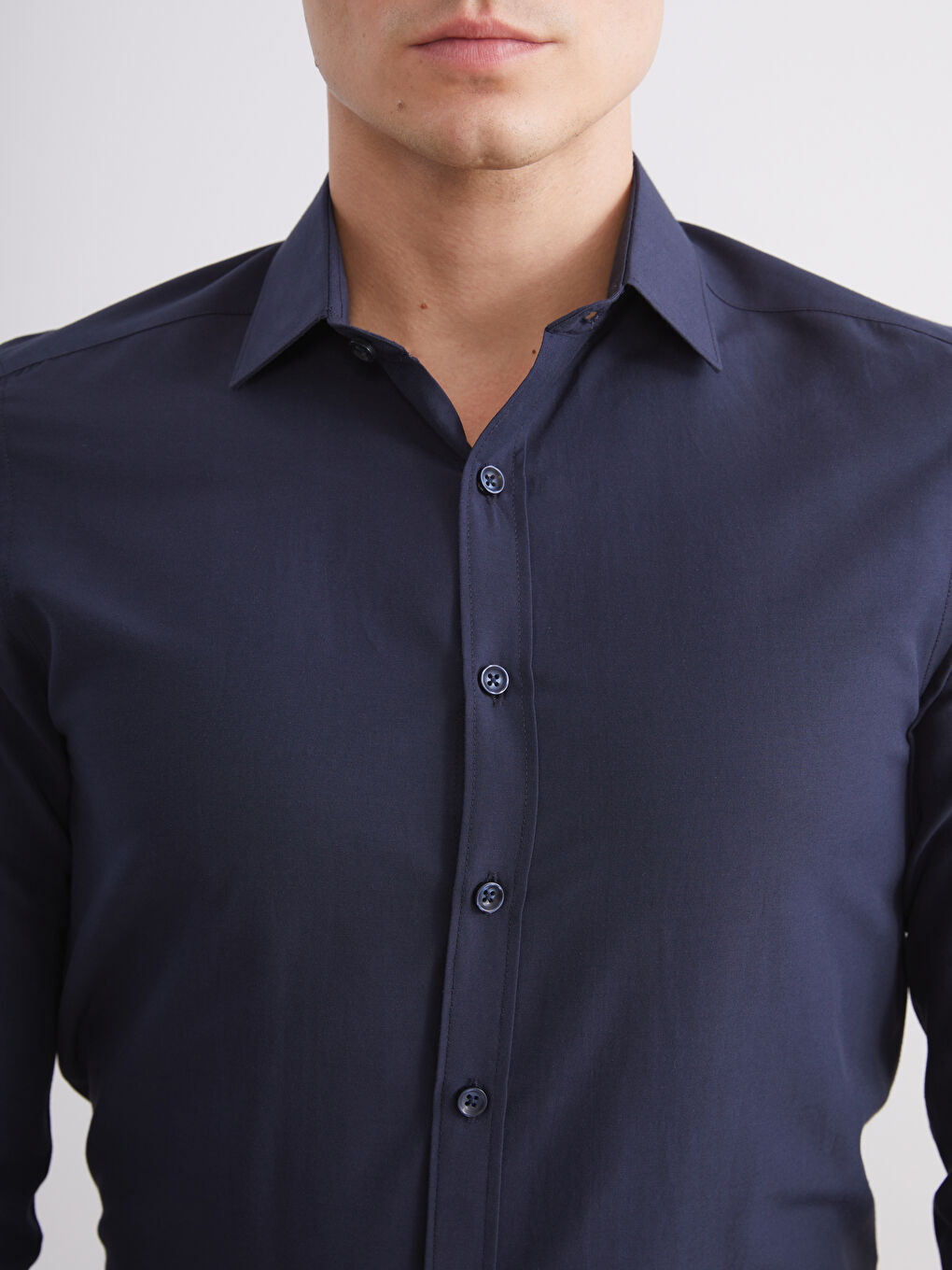 Slim Fit Long Sleeve Poplin Men's Shirt-4