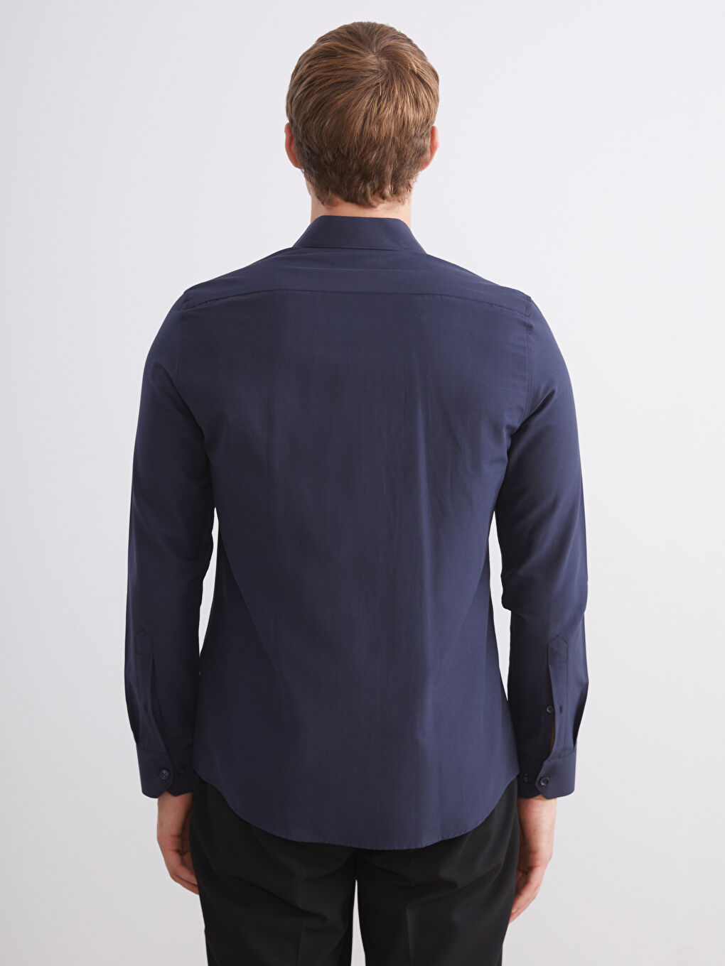 Slim Fit Long Sleeve Poplin Men's Shirt-6