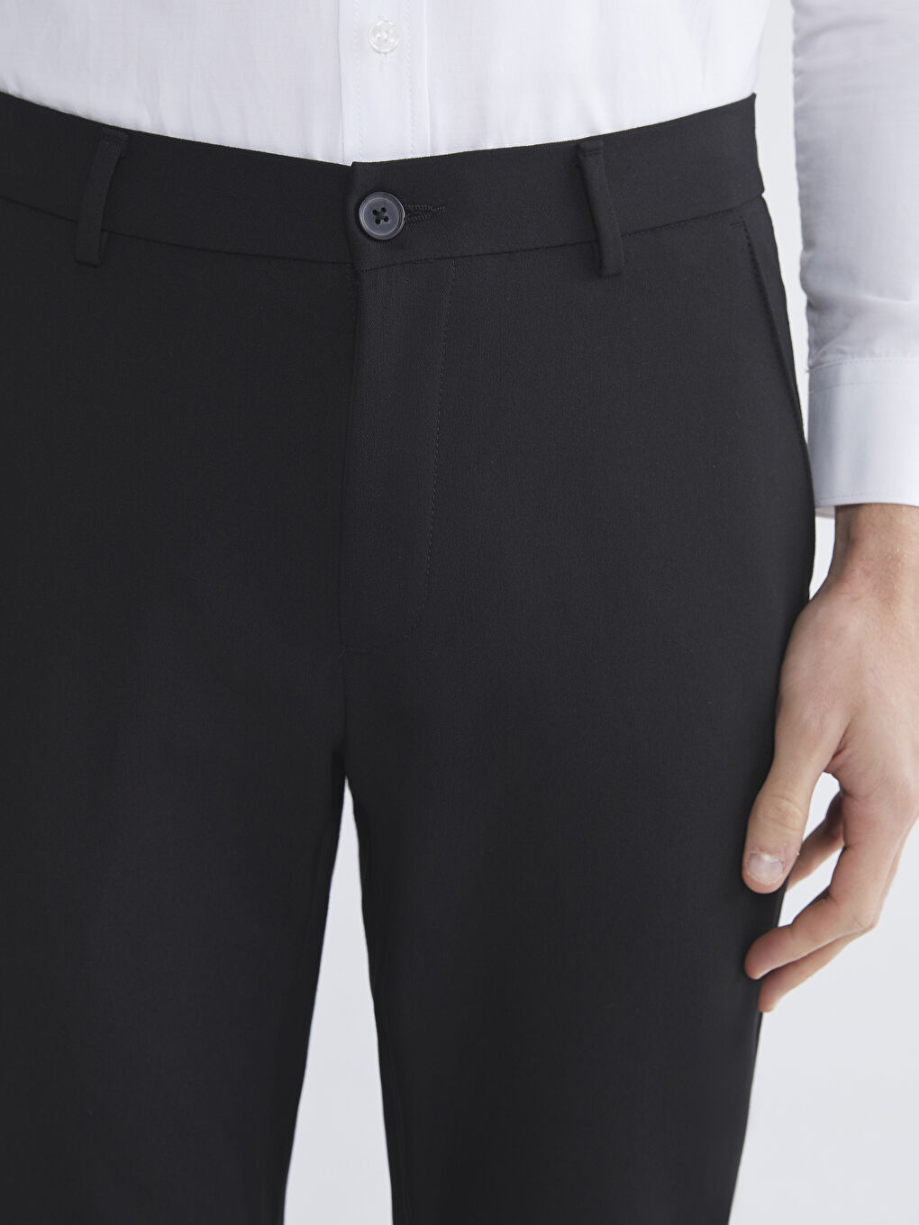 Siyah Standart Kalıp Erkek Pantolon-4