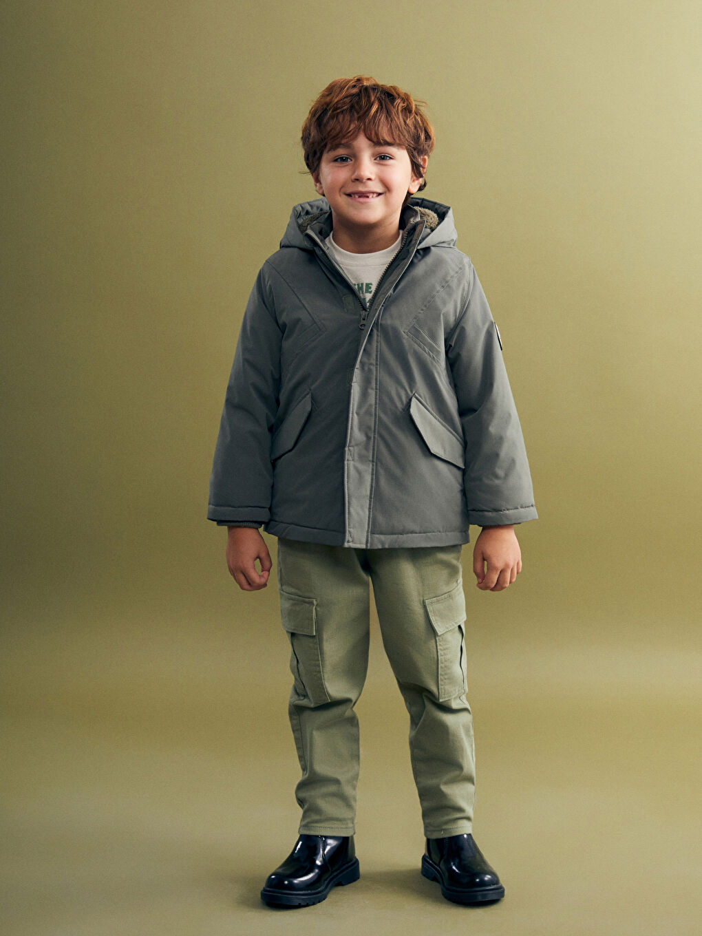 Hooded Lined Boys' Coat-1