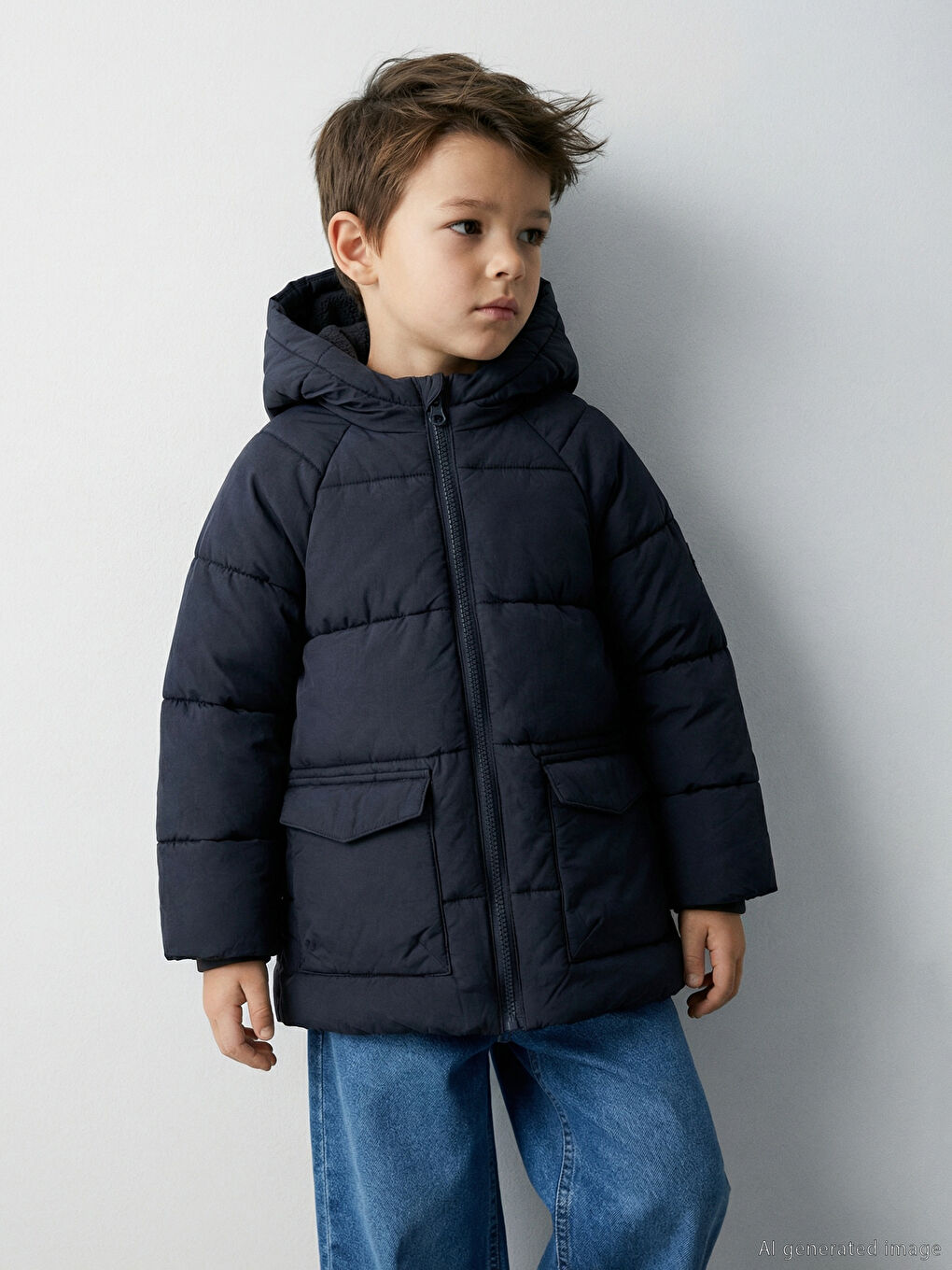 Geacă Basic pentru Băieți Cu Glugă și Căptușeală