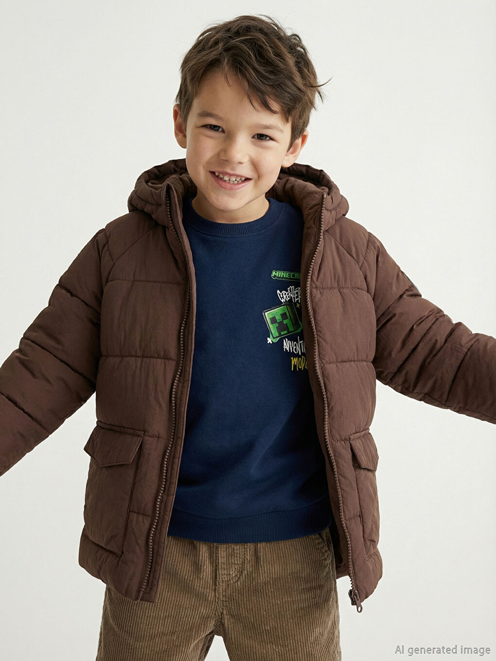 Hooded Lined Boys' Coat