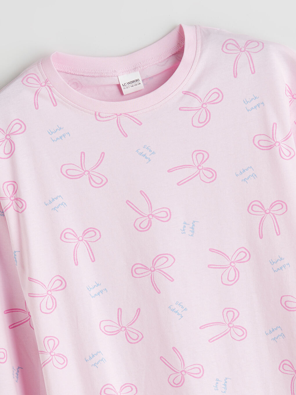 LCW Kids Crew Neck Bow Patterned Girls' Pyjama Set -W50825Z4-LT9