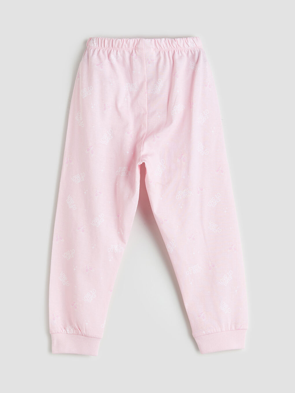 Pembe Beli Lastikli Baskılı Kız Çocuk Pijama Alt-1