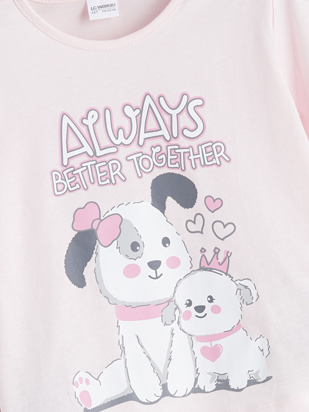 Pembe Bisiklet Yaka Baskılı Kız Çocuk Pijama Üst-1