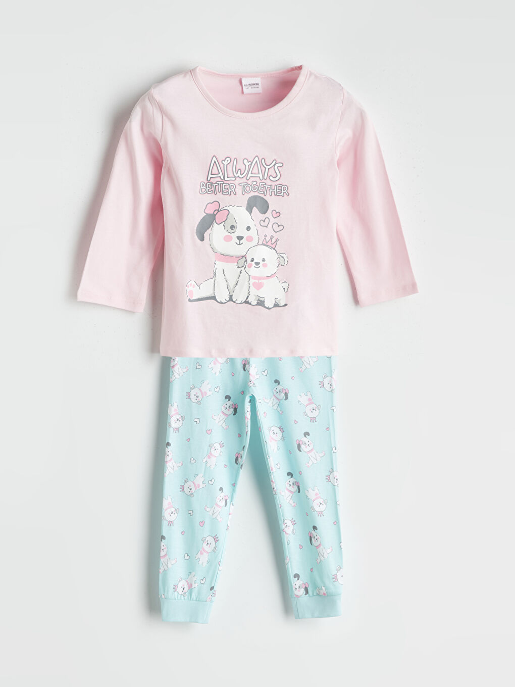 LCW Kids Crew Neck Printed Girls' Pyjama Set -W50838Z1-FWW