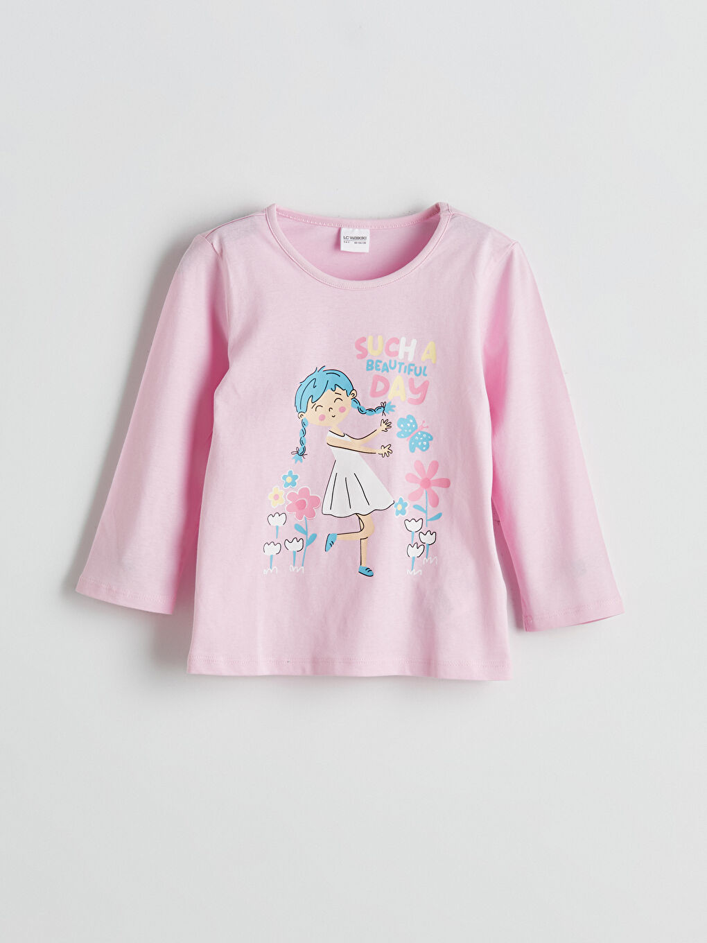 LCW Kids Crew Neck Printed Girls' Pyjama Set -W50841Z1-LTY