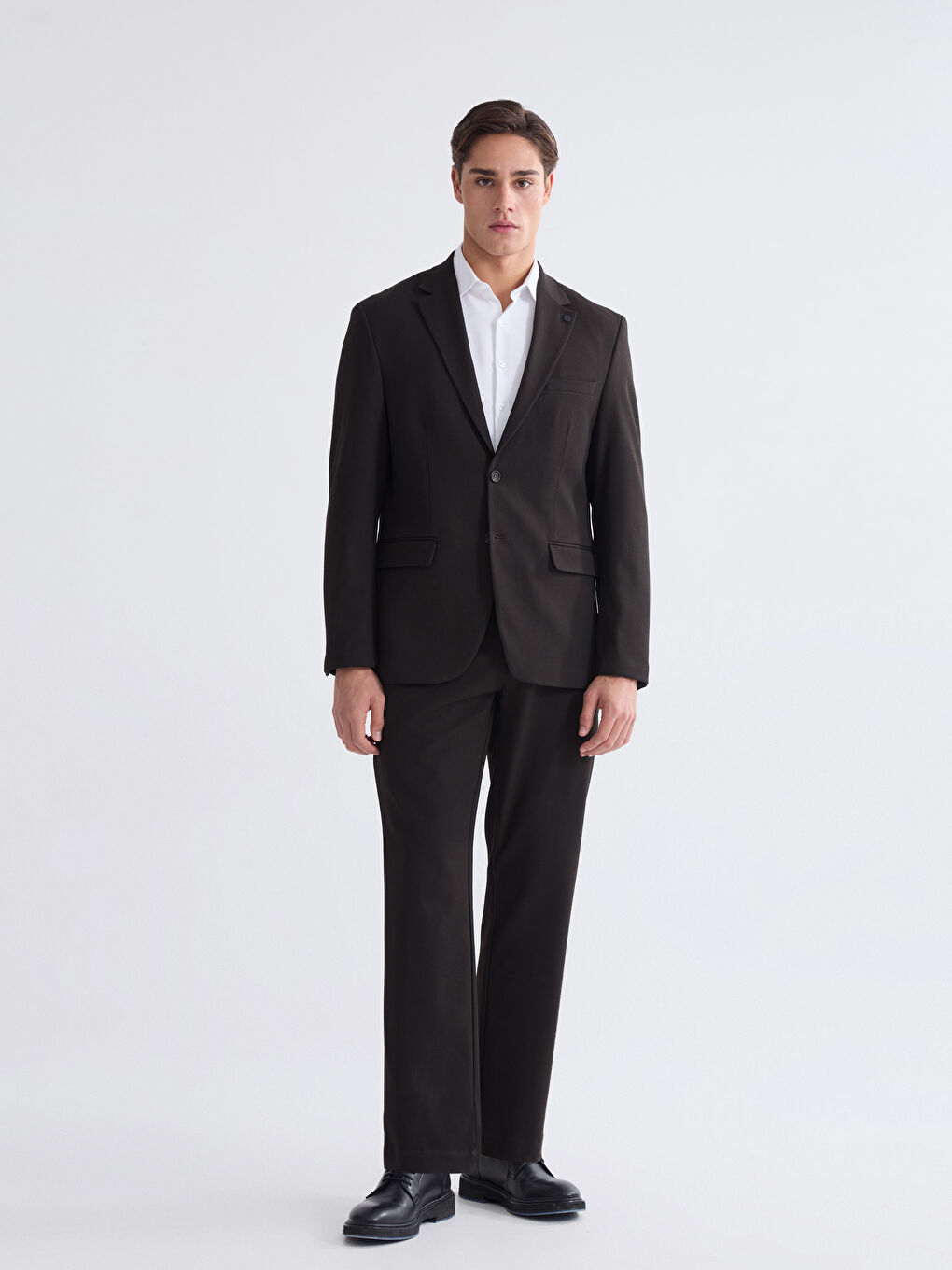 Kahverengi Standart Kalıp Erkek Blazer Ceket-1