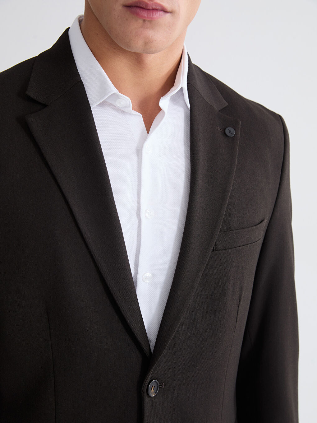 Kahverengi Standart Kalıp Erkek Blazer Ceket-2