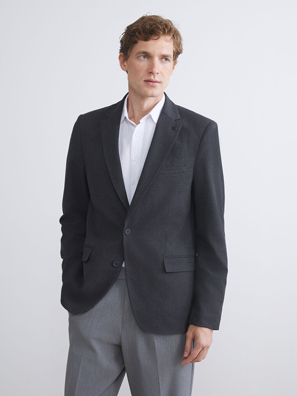 Antrasit Standart Kalıp Erkek Blazer Ceket