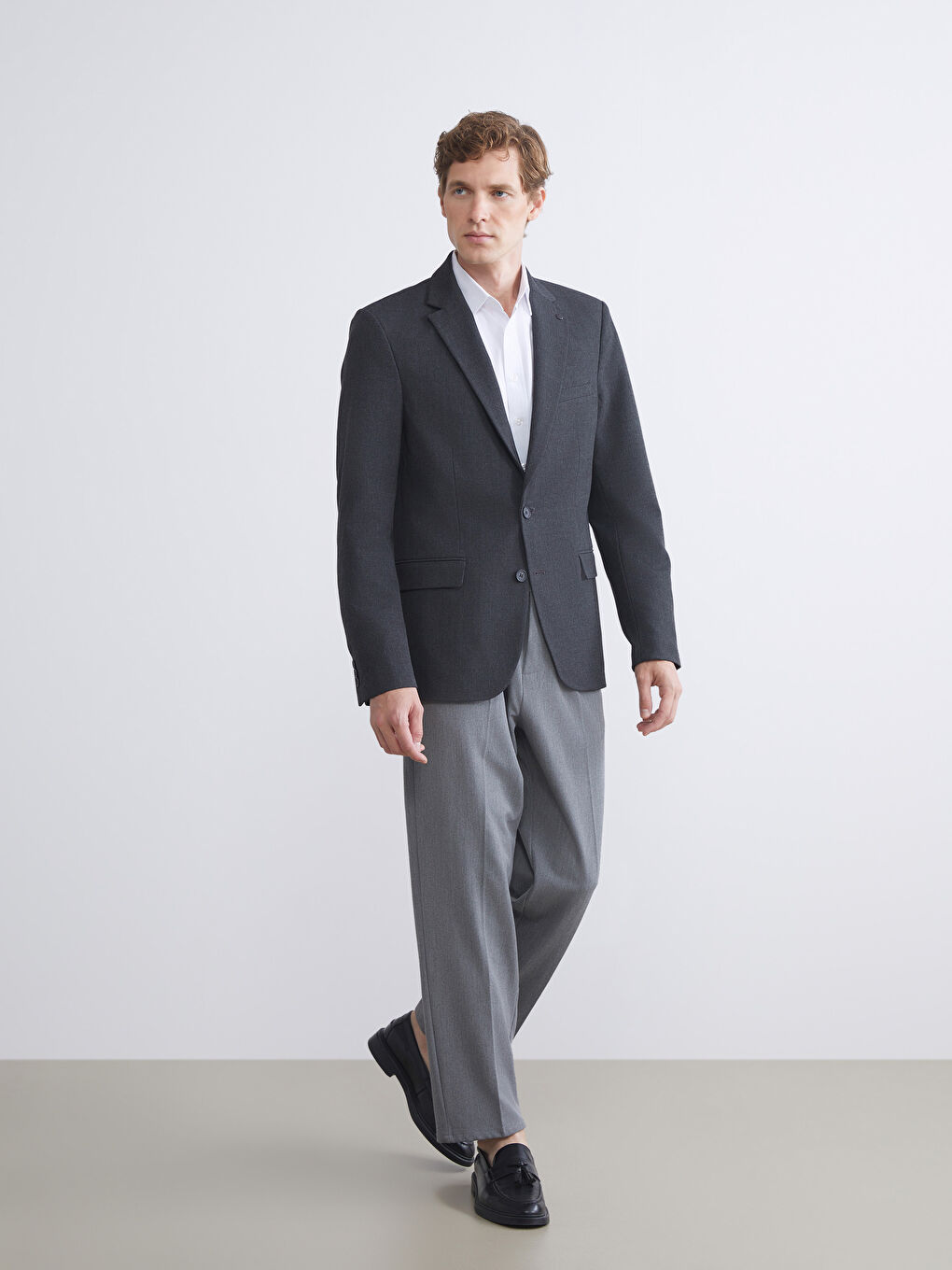 Antrasit Standart Kalıp Erkek Blazer Ceket-1
