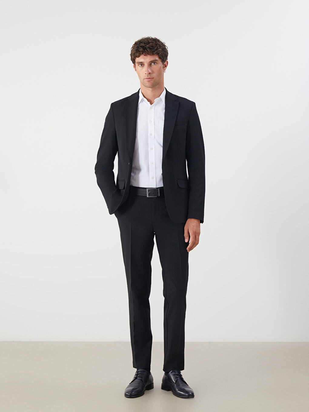 Siyah Standart Kalıp Erkek Blazer Ceket-3