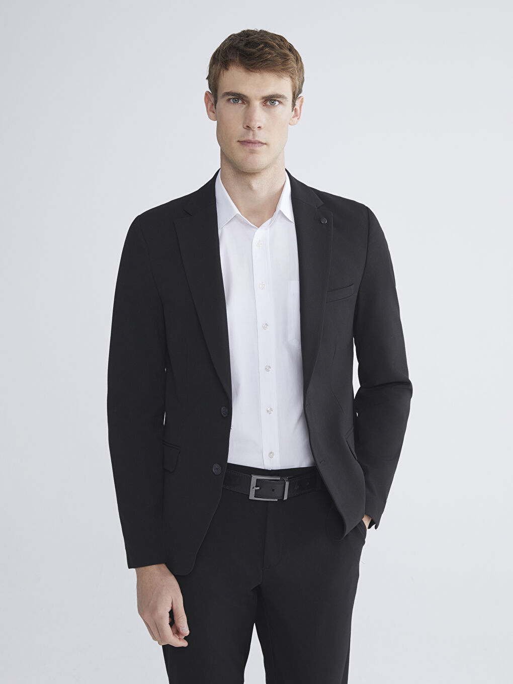Siyah Standart Kalıp Erkek Blazer Ceket-1