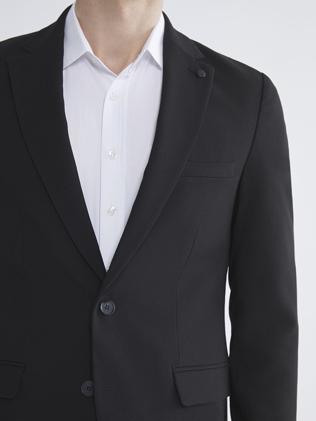 Siyah Standart Kalıp Erkek Blazer Ceket-4