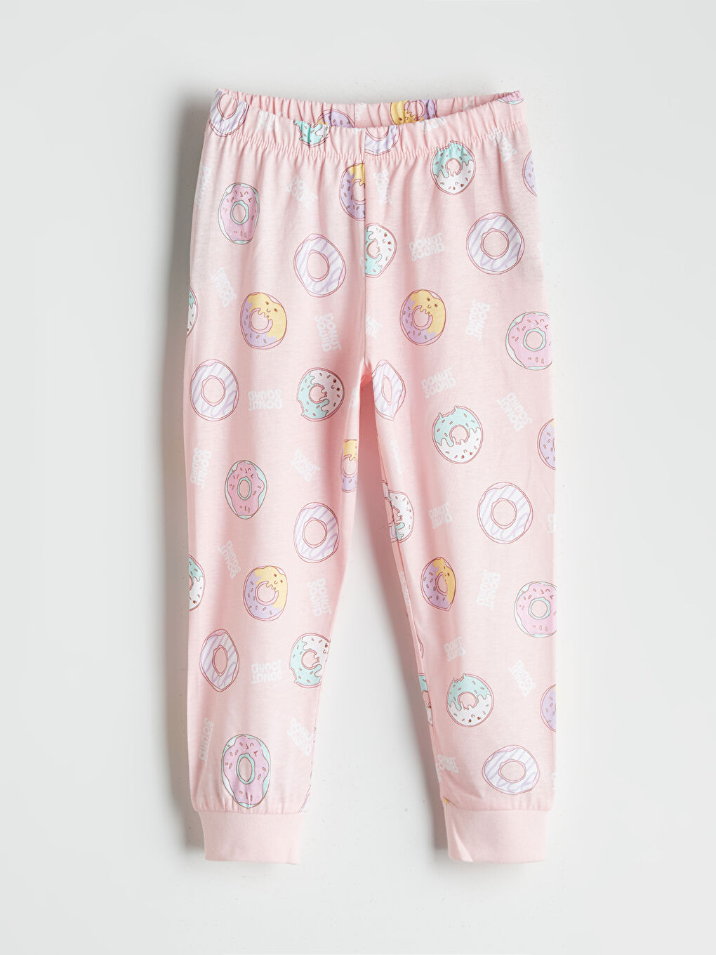 Pembe Beli Lastikli Baskılı Kız Çocuk Pijama Alt