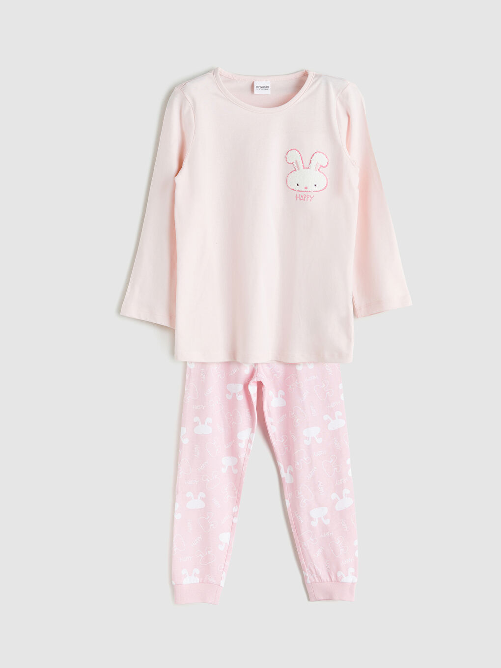 LCW Kids سێتی بیجامەی چاپکراوی بۆ کچان یەخە خڕ -W50849Z1-LT4