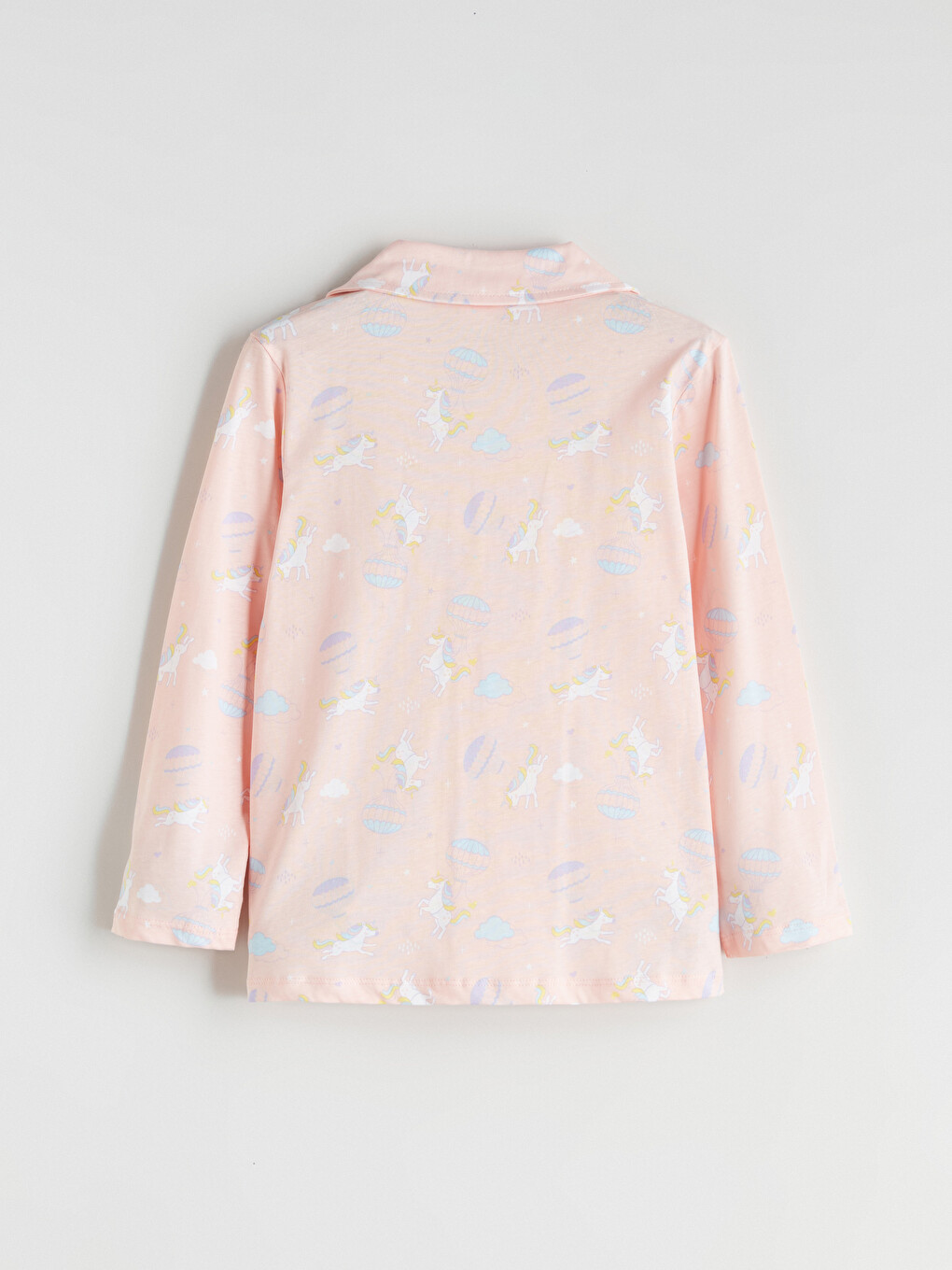 Pembe Gömlek Yaka Desenli Pijama Üst-1