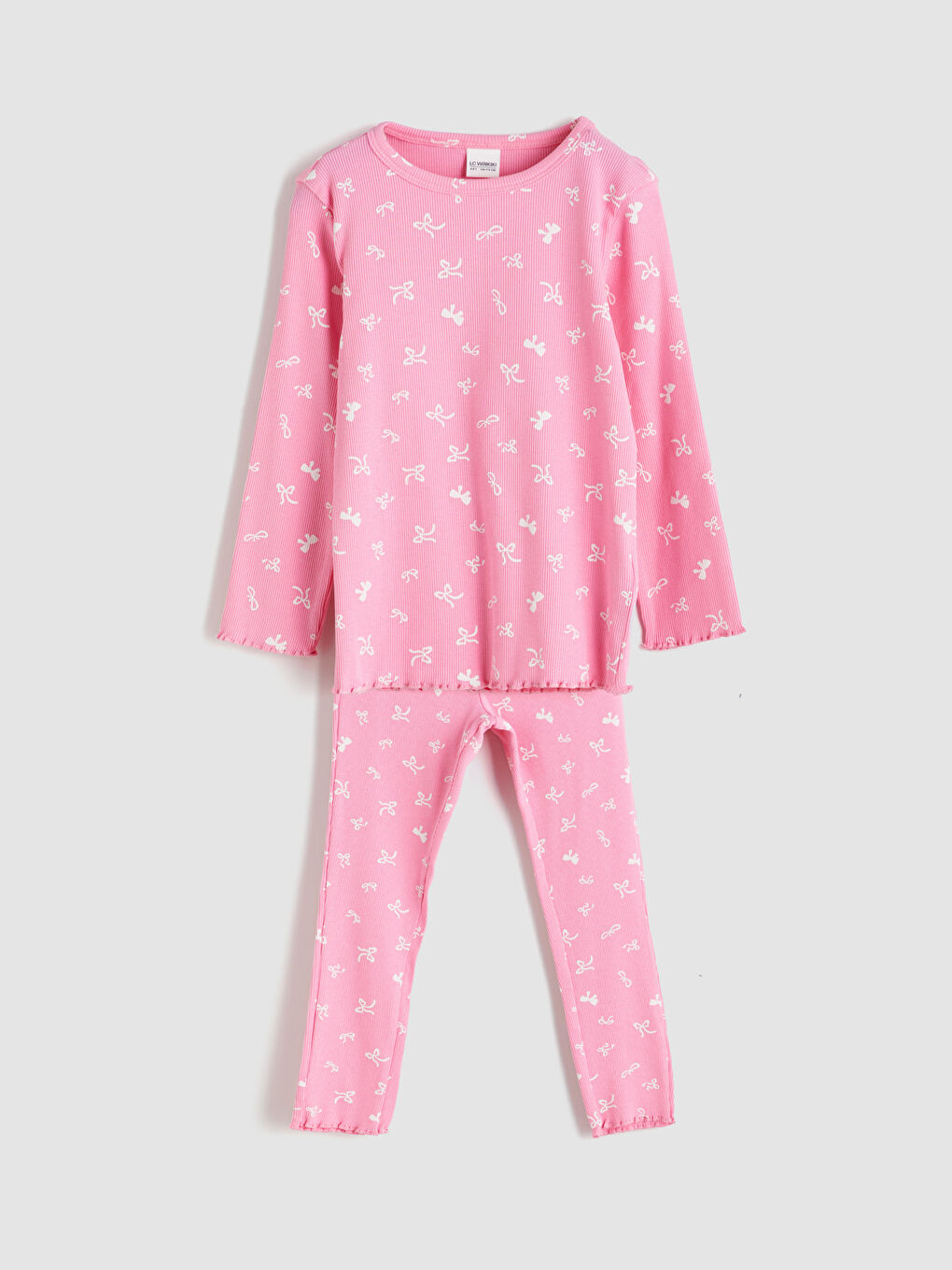 LCW Kids سێتی بیجامە چاپکراوی یه‌خه‌ خڕ بۆ کچان -W50863Z1-LT4