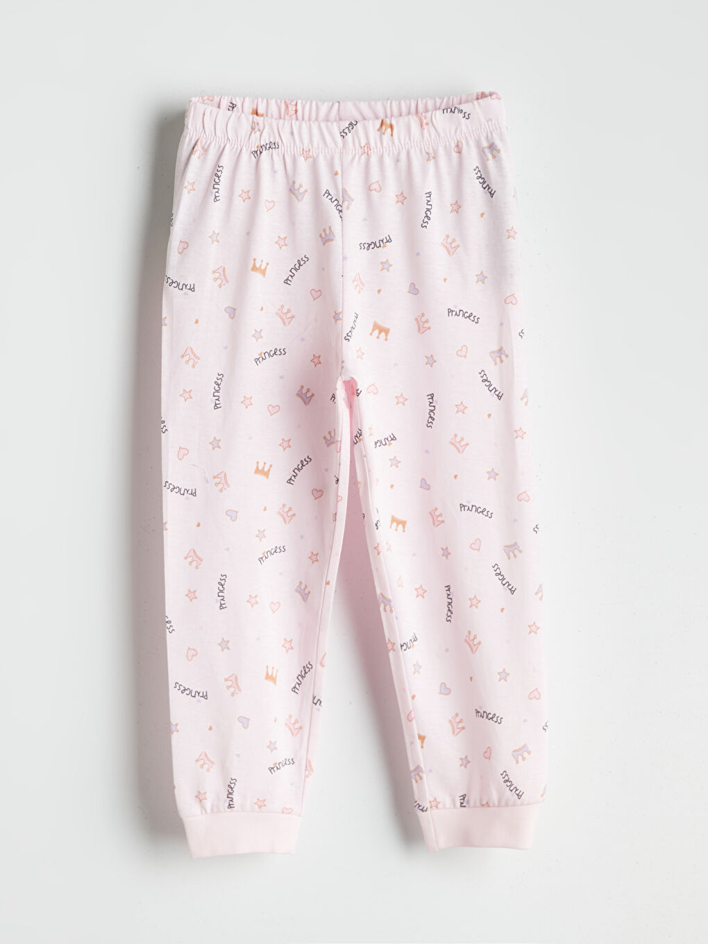 Pembe Beli Lastikli Kız Çocuk Pijama Alt