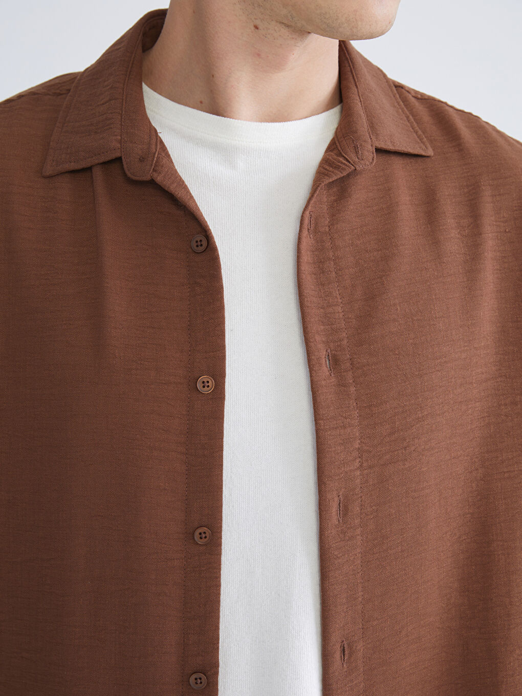 Kahverengi Regular Fit Uzun Kollu Erkek Gömlek-2