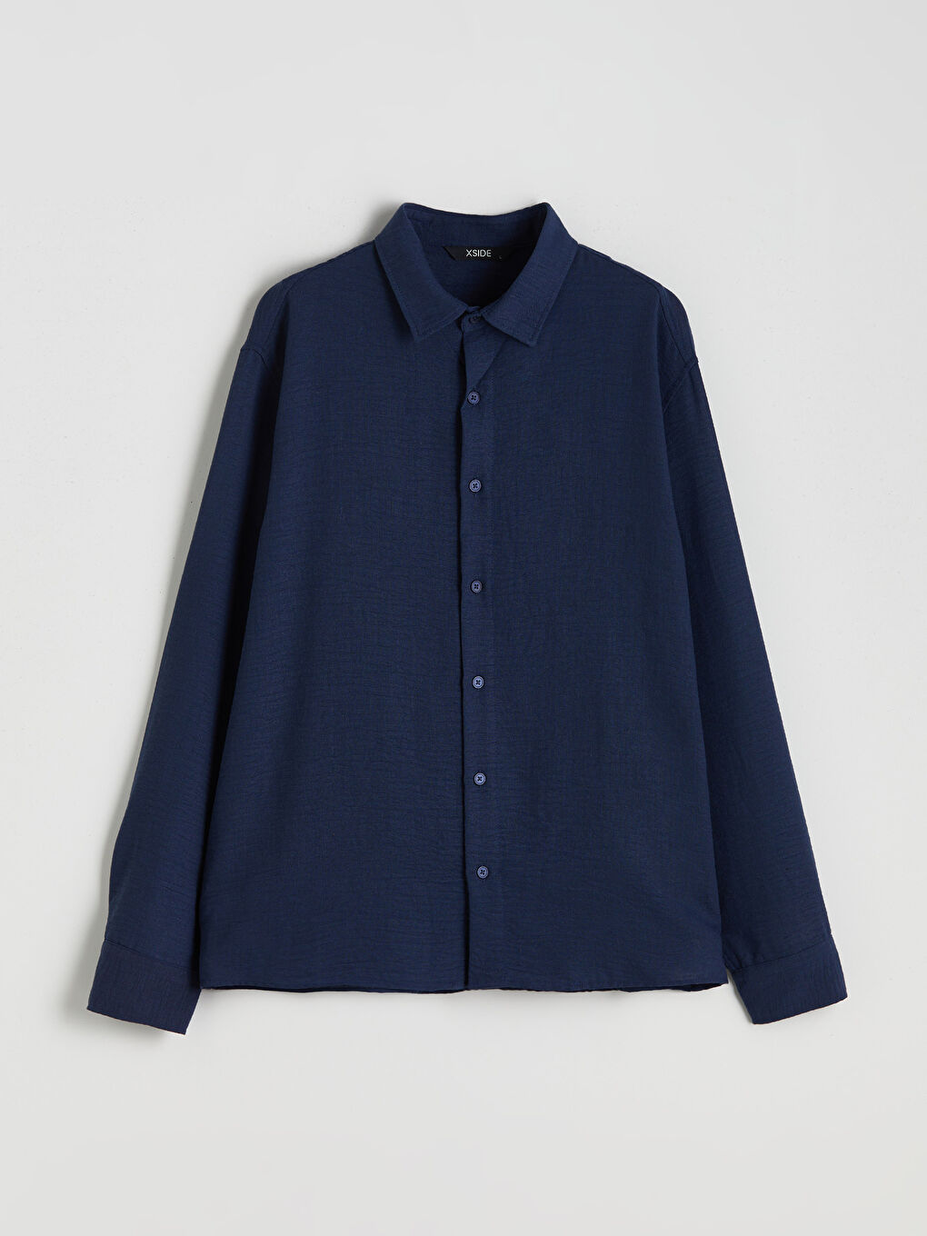 Lacivert Regular Fit Uzun Kollu Erkek Gömlek-4