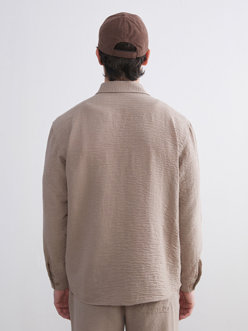 Bej Regular Fit Uzun Kollu Erkek Gömlek-3