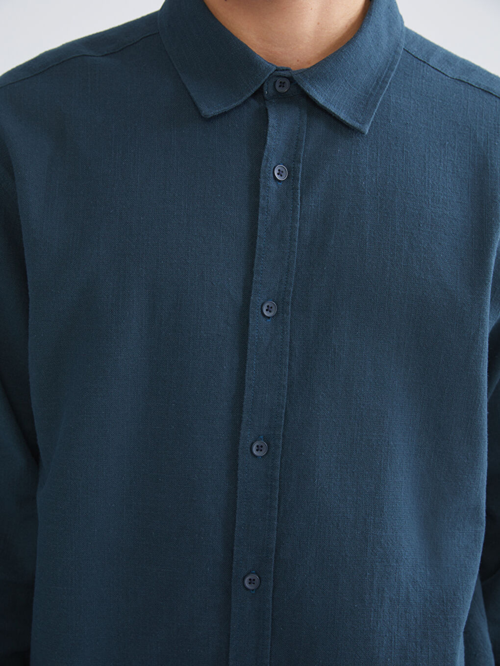 Regular Fit Long Sleeve Linen-Look Men's Shirt-2