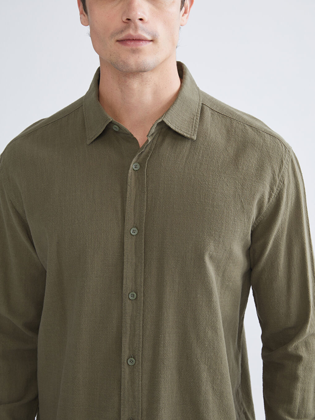 XSIDE Regular Fit Long Sleeve Linen-Look Men's Shirt -W50887Z8-HCZ