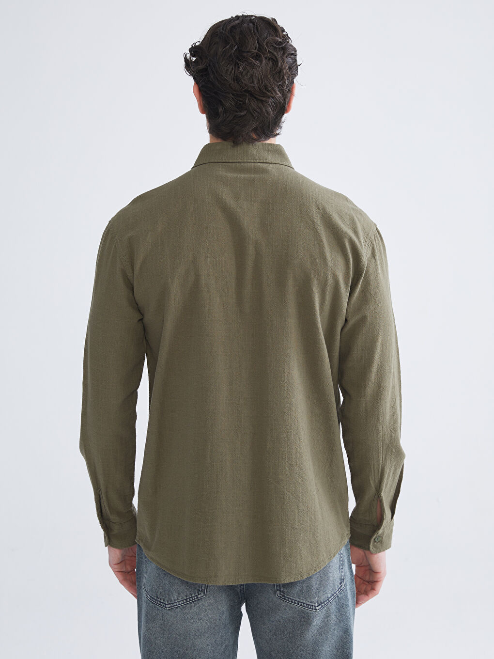 XSIDE Regular Fit Long Sleeve Linen-Look Men's Shirt -W50887Z8-HCZ