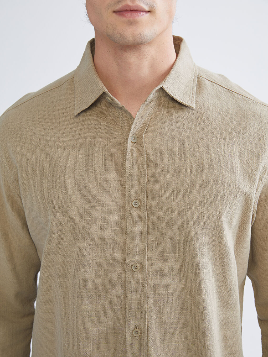 XSIDE Regular Fit Long Sleeve Linen-Look Men's Shirt -W50887Z8-R69
