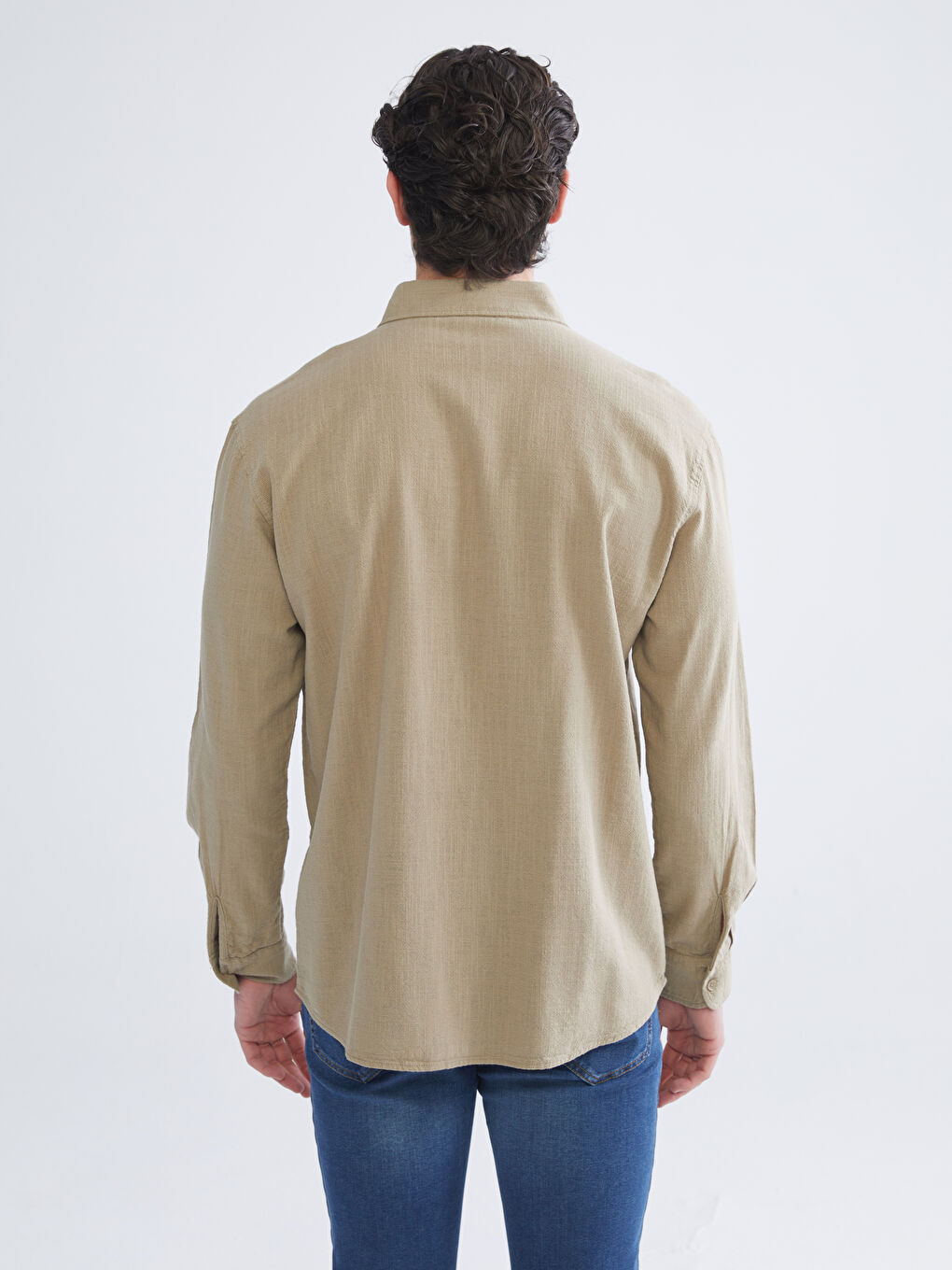 XSIDE Regular Fit Long Sleeve Linen-Look Men's Shirt -W50887Z8-R69