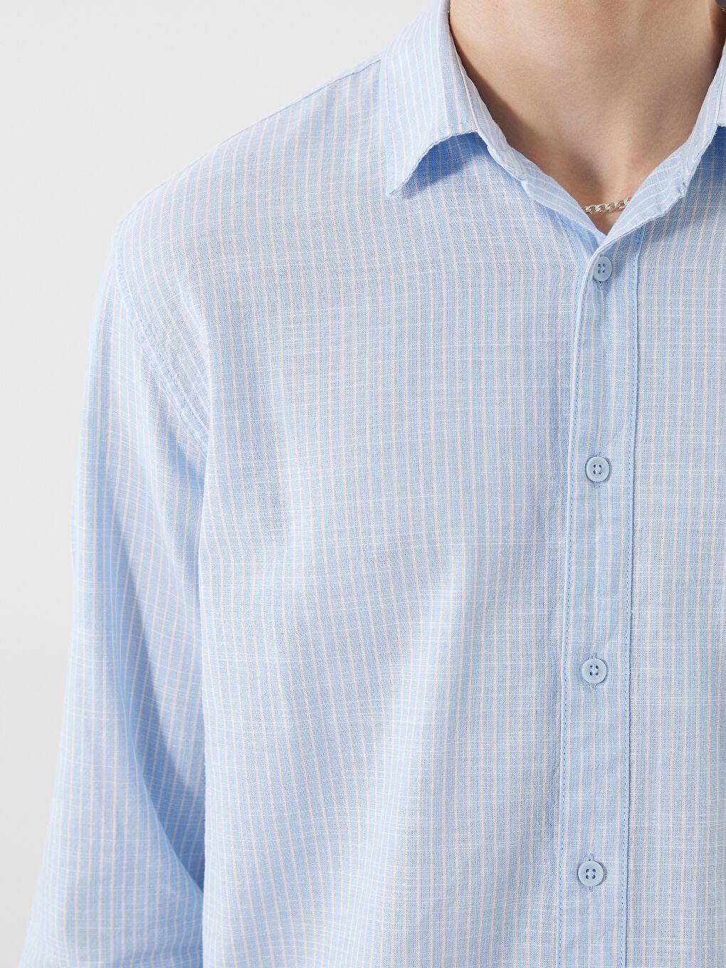 XSIDE Regular Fit Long Sleeve Linen Blend Men's Shirt -W50889Z8-LEN