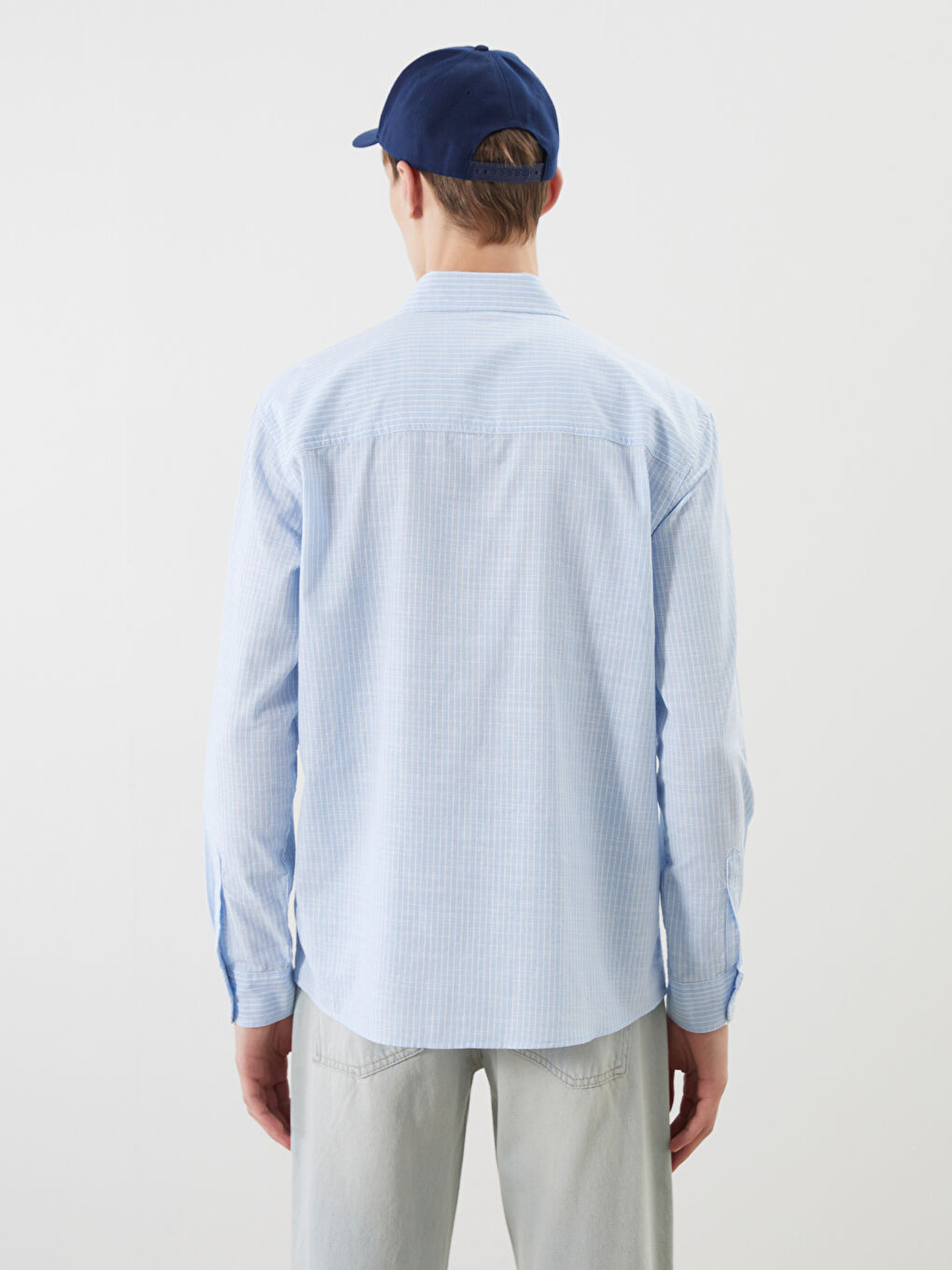 XSIDE Regular Fit Long Sleeve Linen Blend Men's Shirt -W50889Z8-LEN